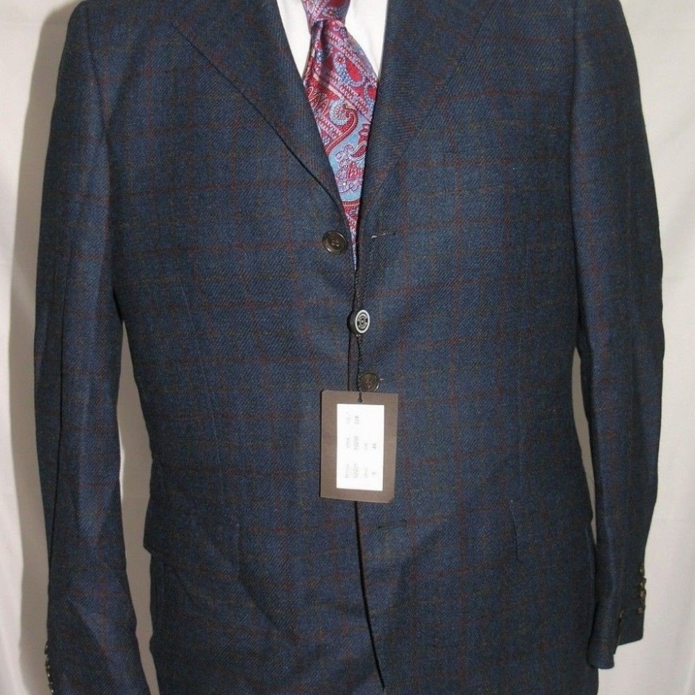 Cuseri Bottoli Blue Plaid Flannel Weight Three Bu… - image 3